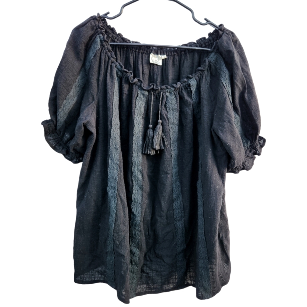 Fashion apparel and accessories since 1999 black blouse size S to M (over sized)